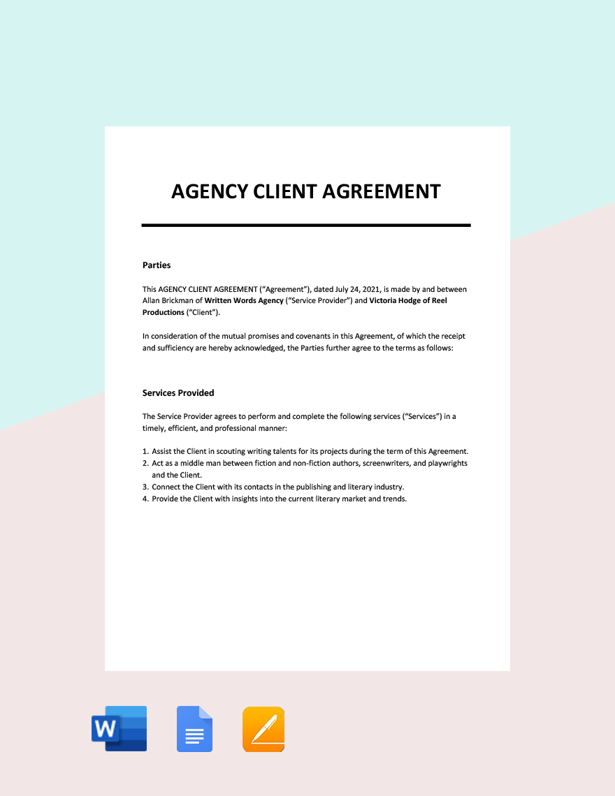 Agency Client Agreement Template