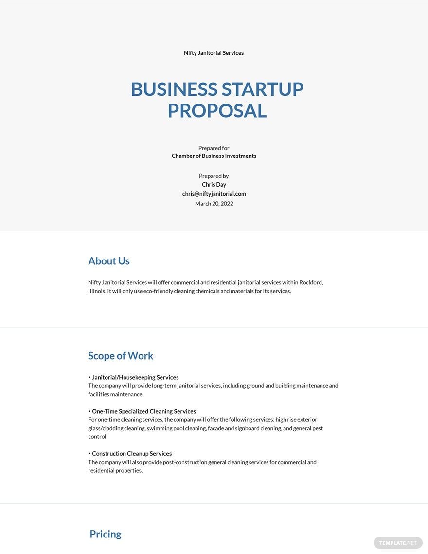 Business Startup Proposal Template