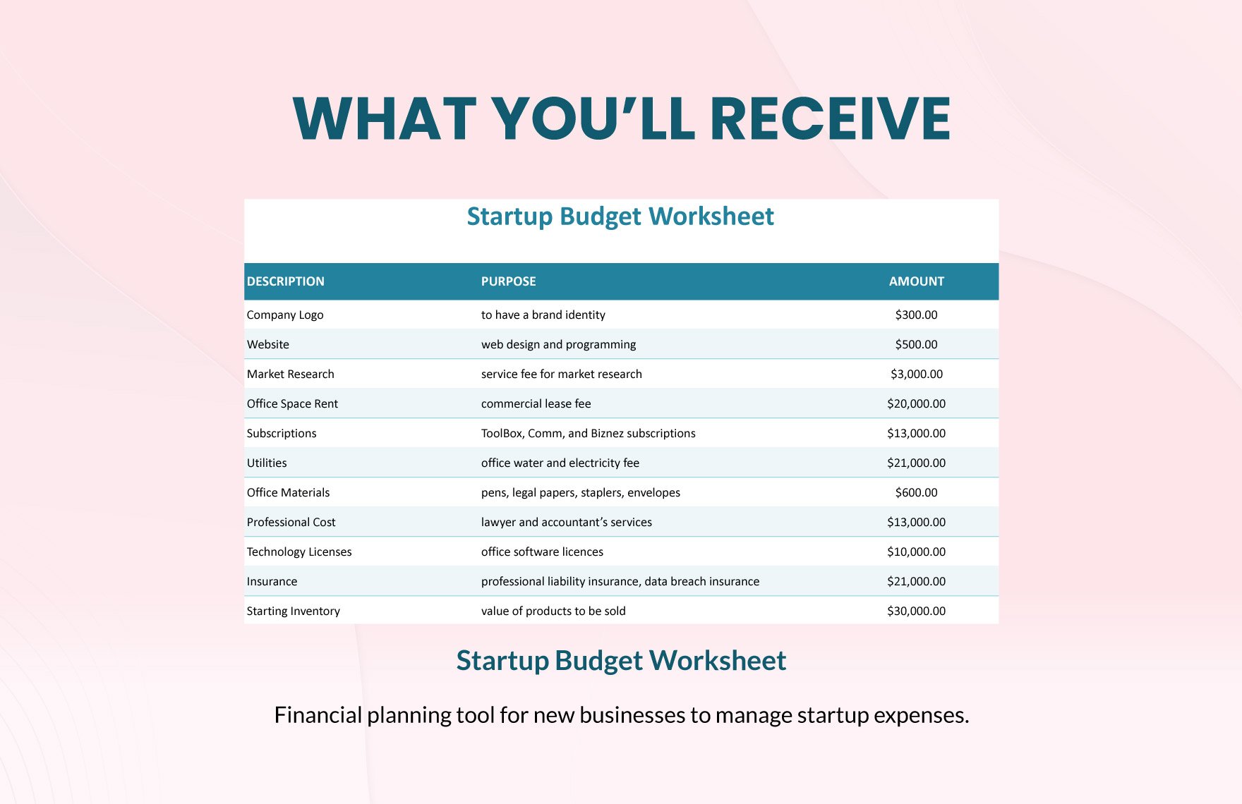 Startup Budget Worksheet Template