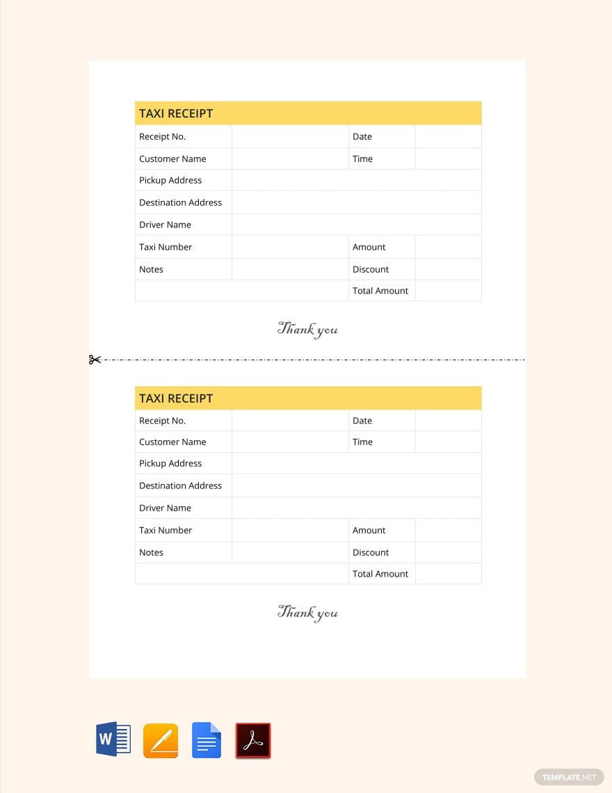 Free Taxi Receipt Template