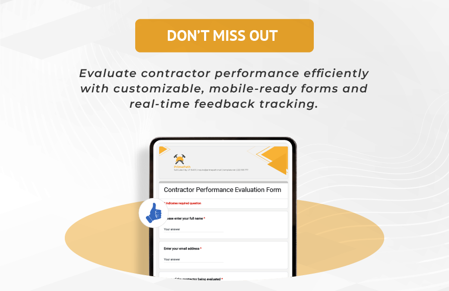Contractor Performance Evaluation Form Template