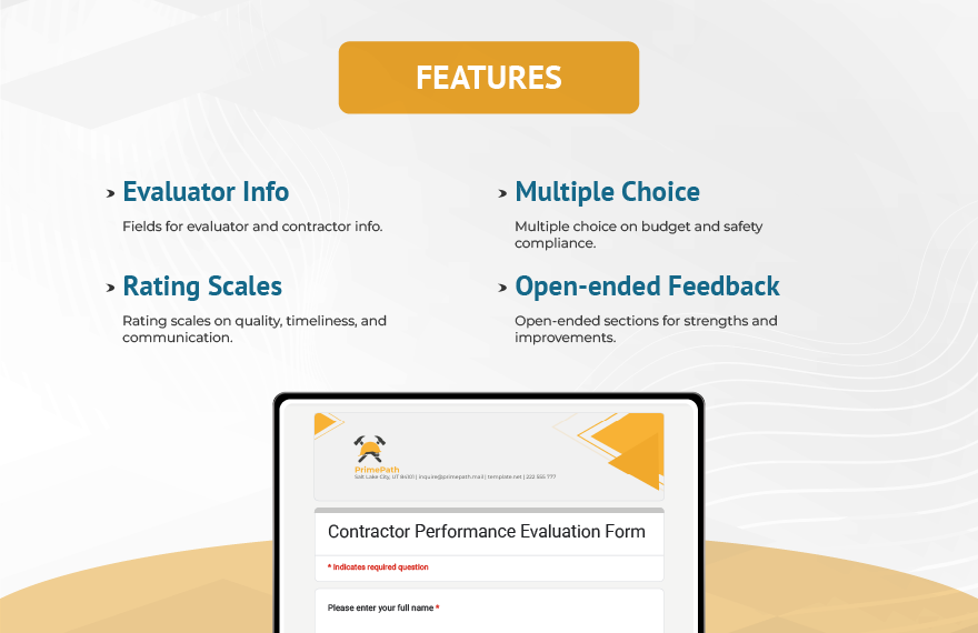 Contractor Performance Evaluation Form Template