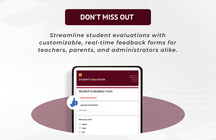 Student Evaluation Form Template