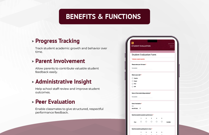 Student Evaluation Form Template