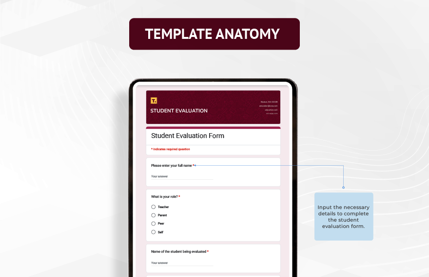 Student Evaluation Form Template