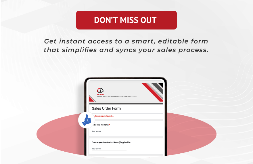 Sales Order Form Template