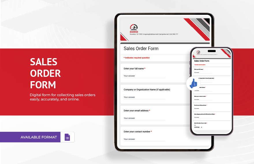 Sales Order Form Template