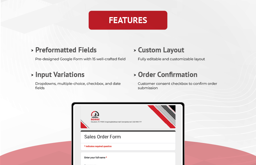 Sales Order Form Template