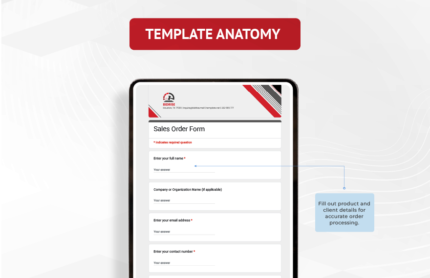 Sales Order Form Template