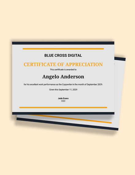 Free  Appreciation Employee of the Month Certificate Template