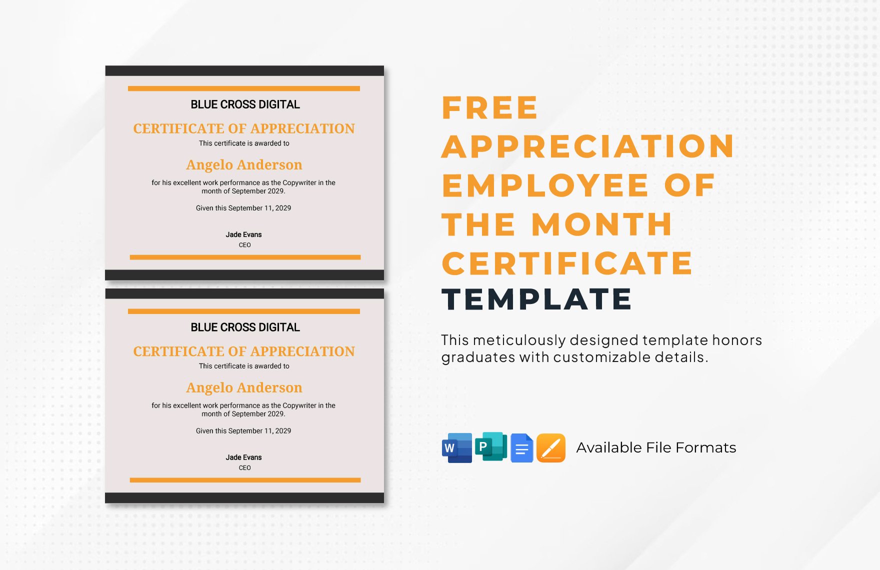 Appreciation Employee of the Month Certificate Template