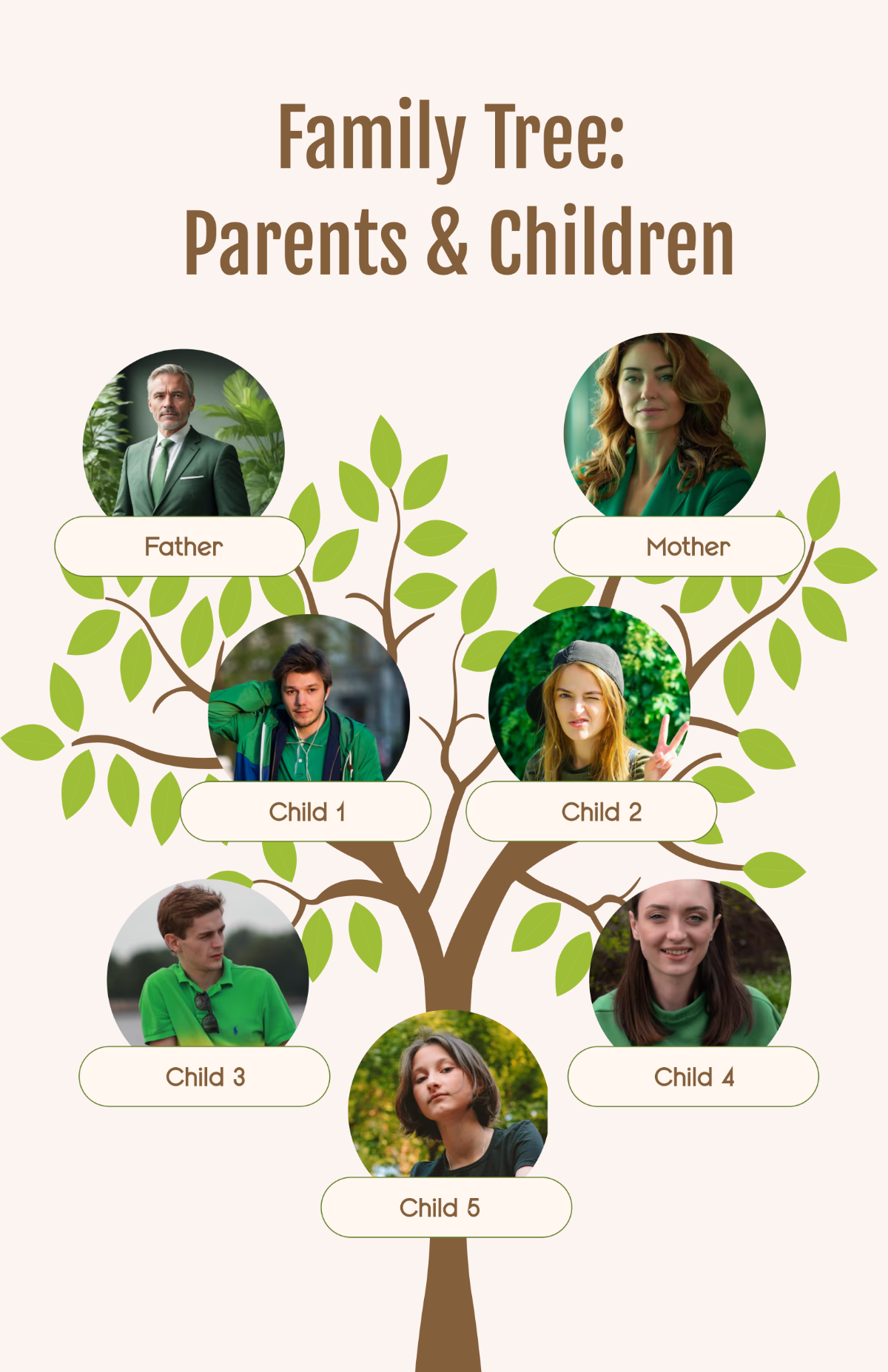 Free 2 -Generation Family Tree Poster Template to Edit Online