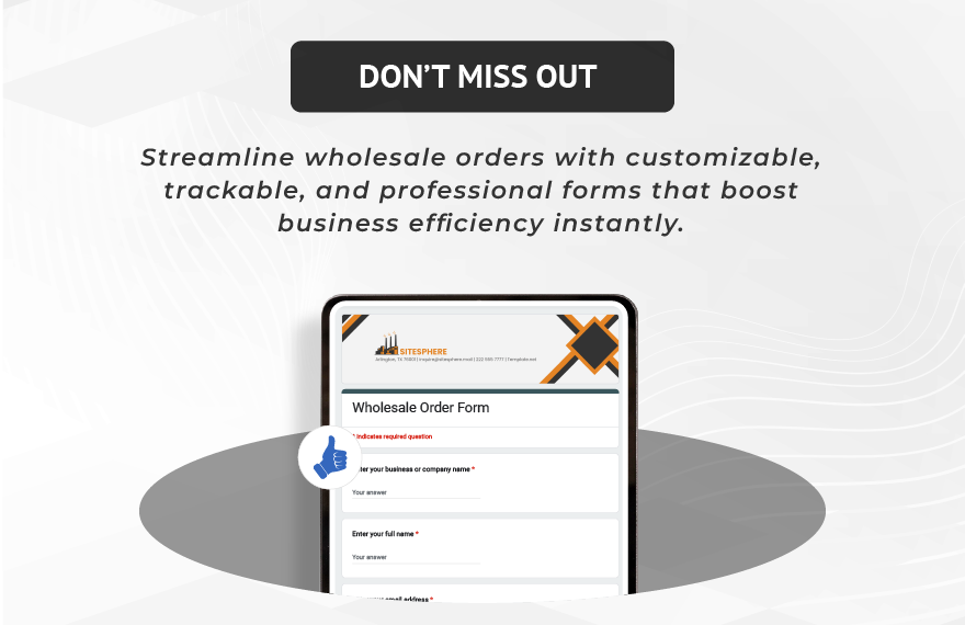 Wholesale Order Form Template