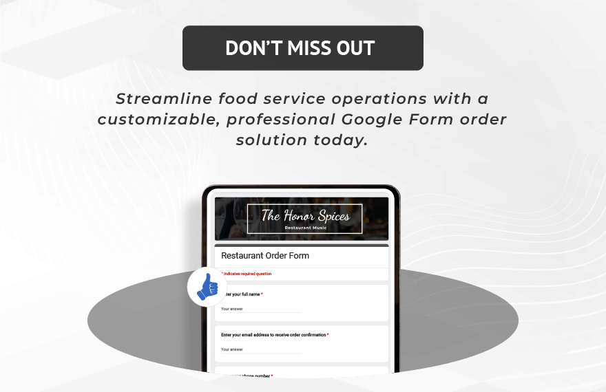 Restaurant Order Form Template