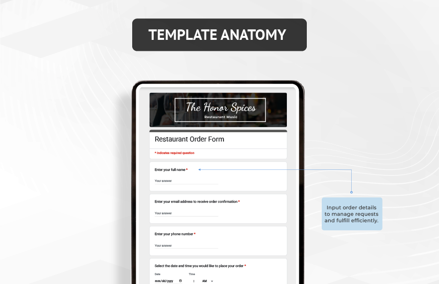Restaurant Order Form Template