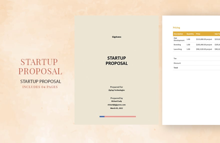 Free One Page Startup Proposal Template