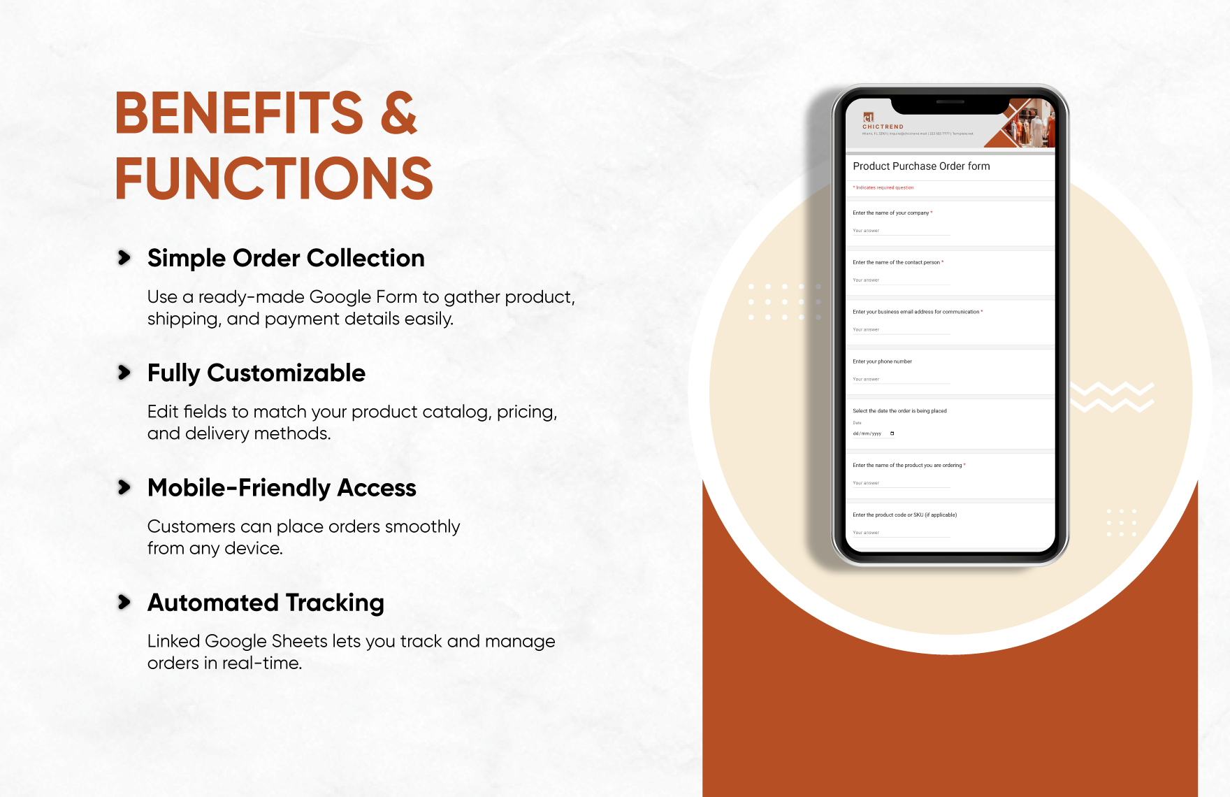 Product Purchase Order Form Template
