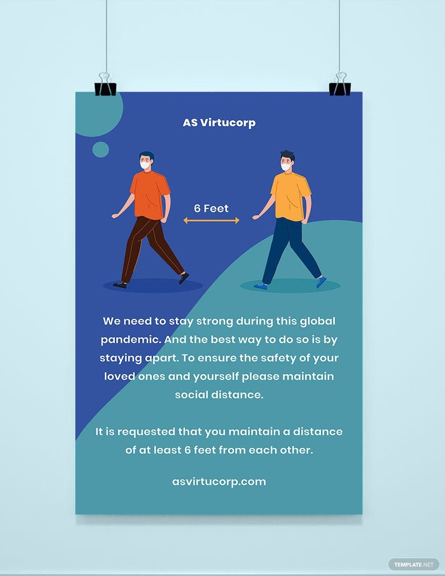 Free Maintain 6 Feet Social Distancing Poster Template