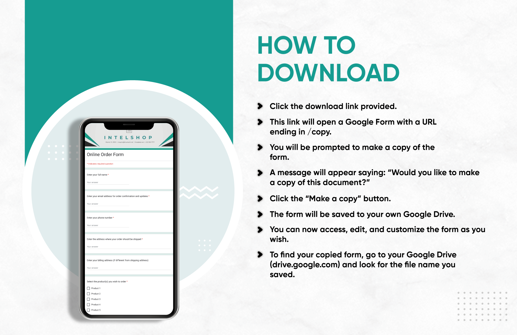 Online Order Form Template