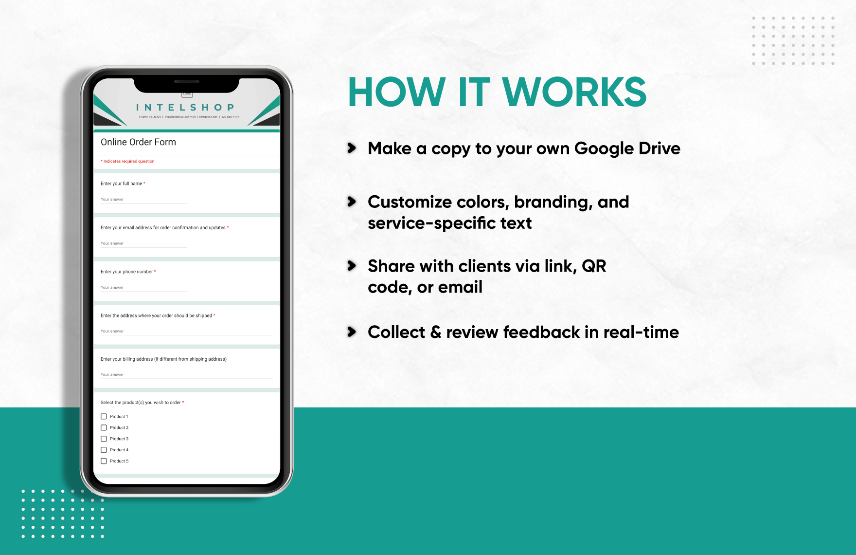 Online Order Form Template