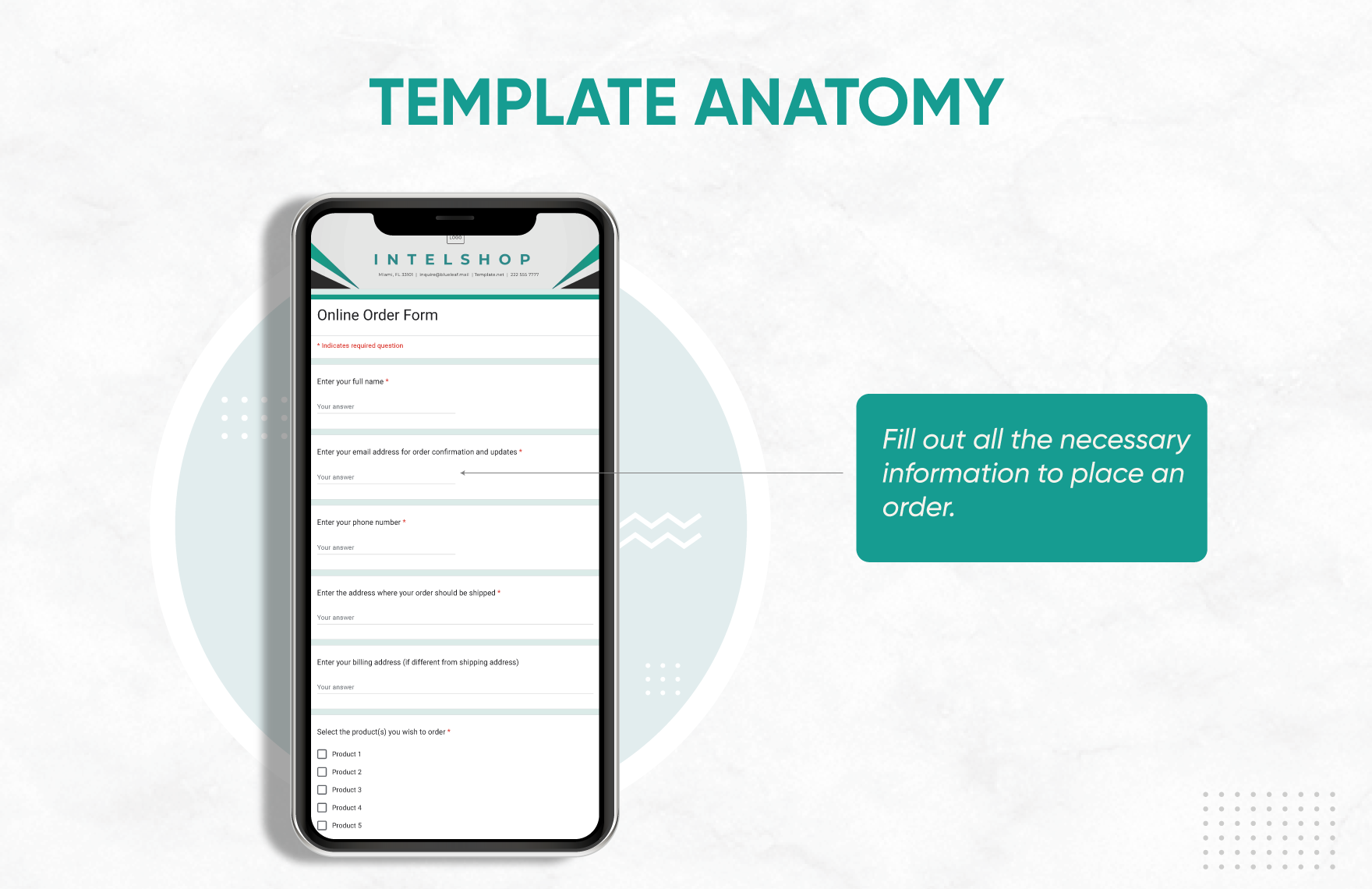 Online Order Form Template