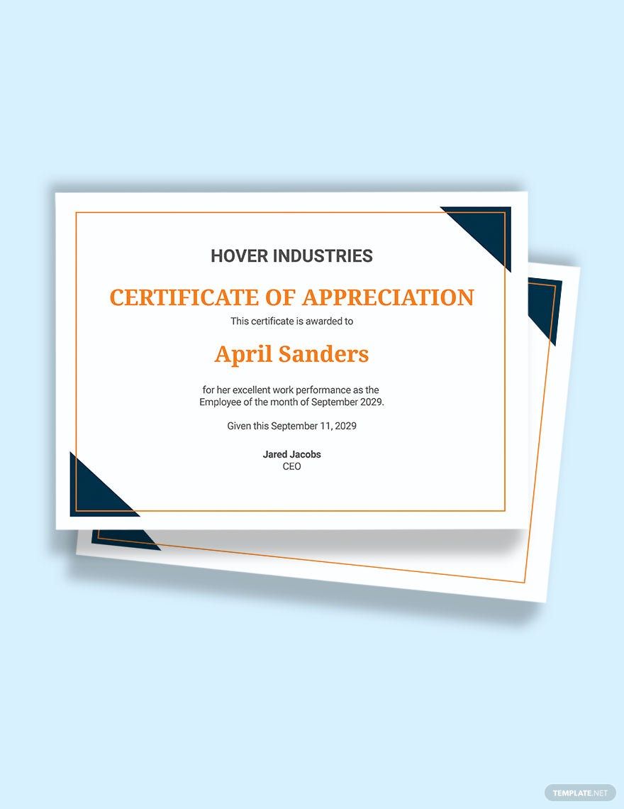 Free Employee of the Month Certificate of Recognition Template