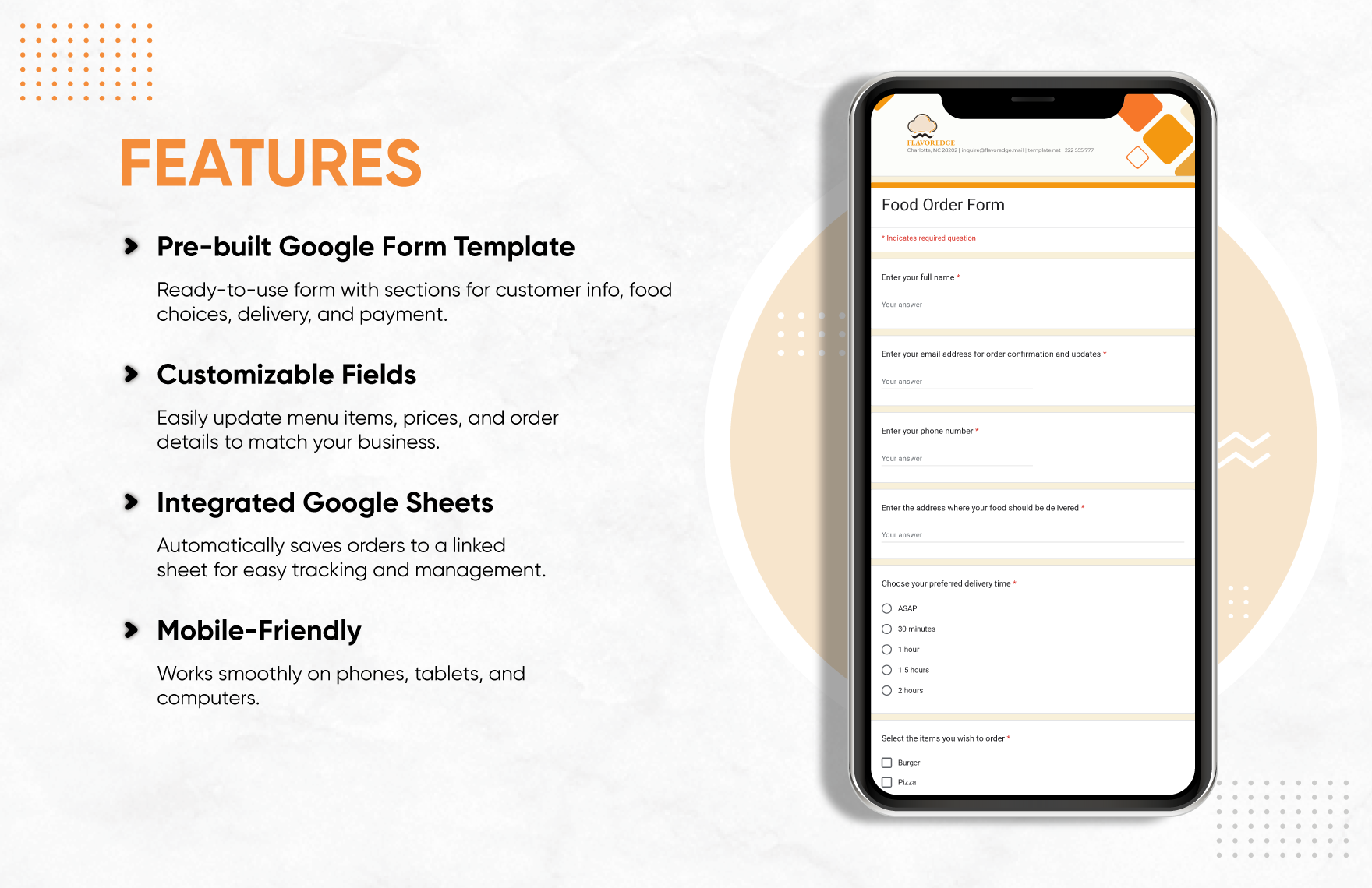 Food Order Form Template