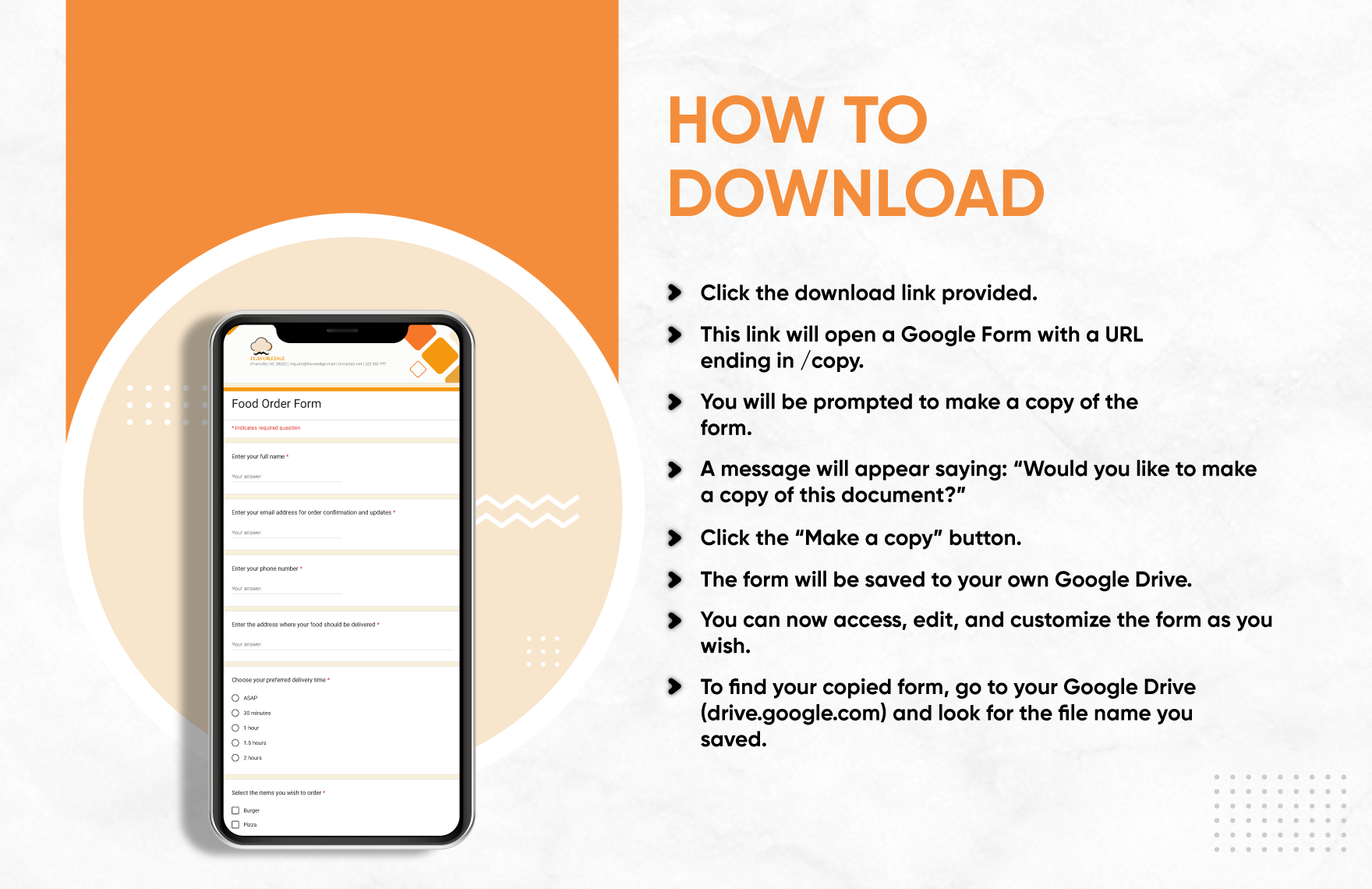 Food Order Form Template
