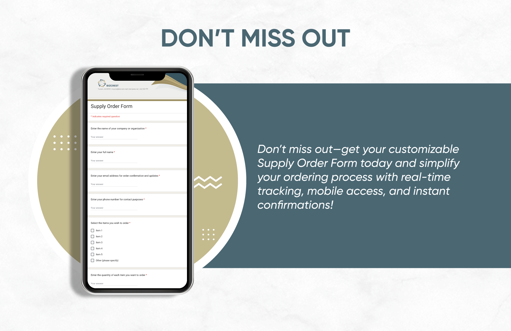 Supply Order Form Template