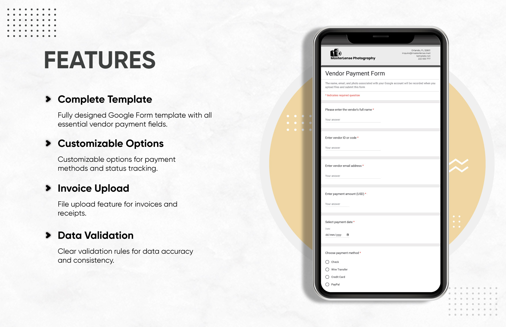 Vendor Payment Form Template