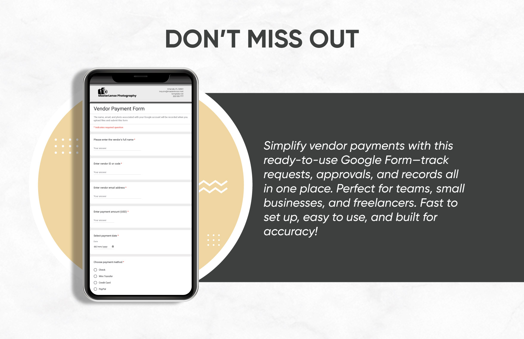 Vendor Payment Form Template