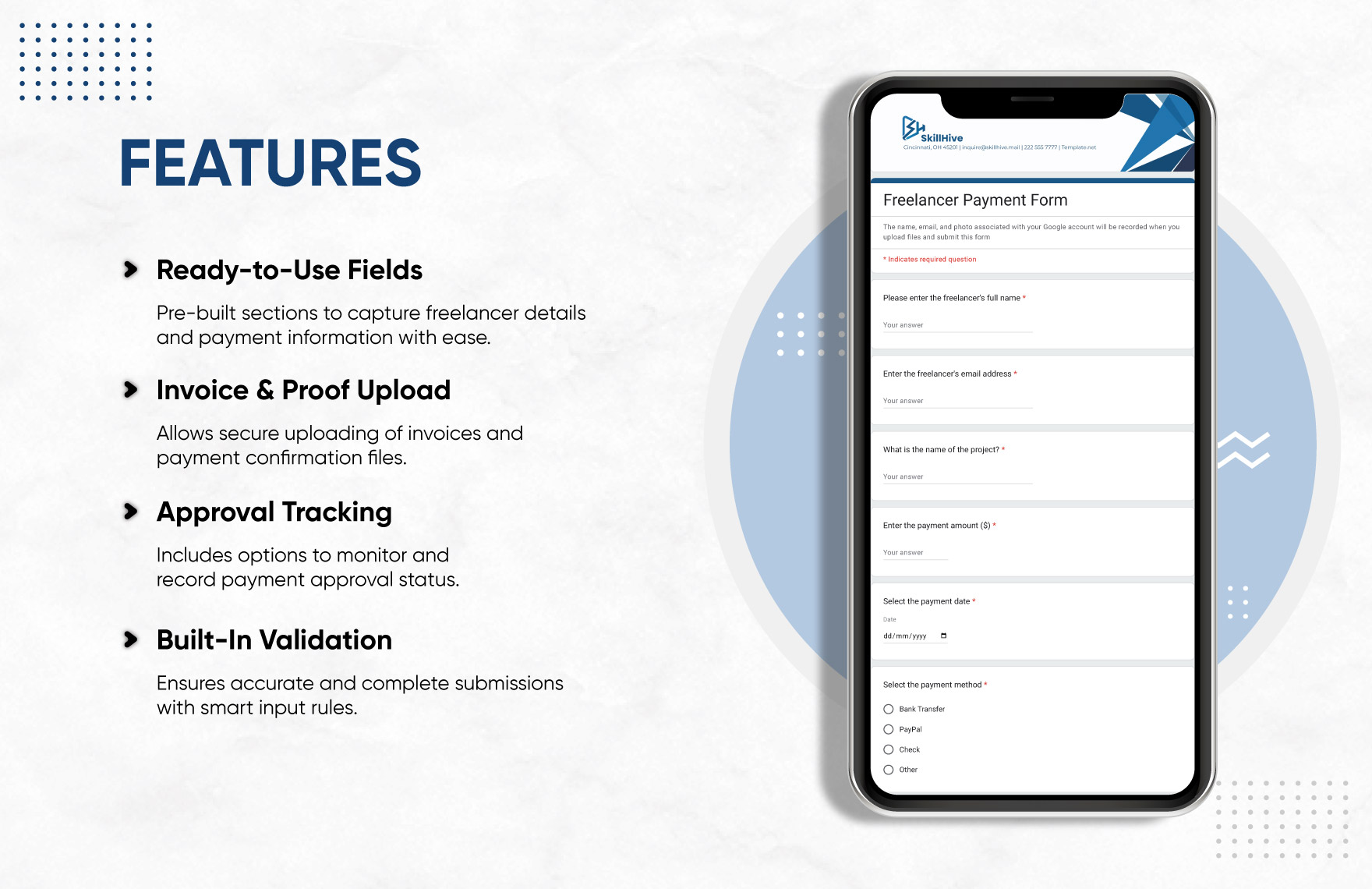 Freelancer Payment Form Template
