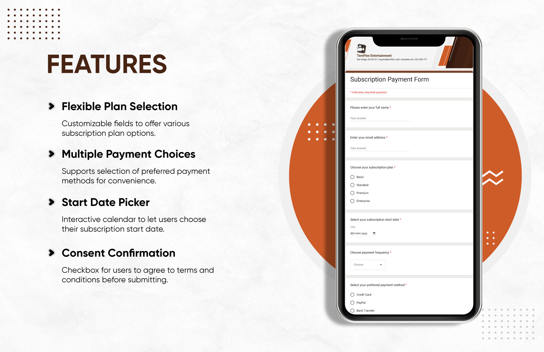 Subscription Payment Form Template