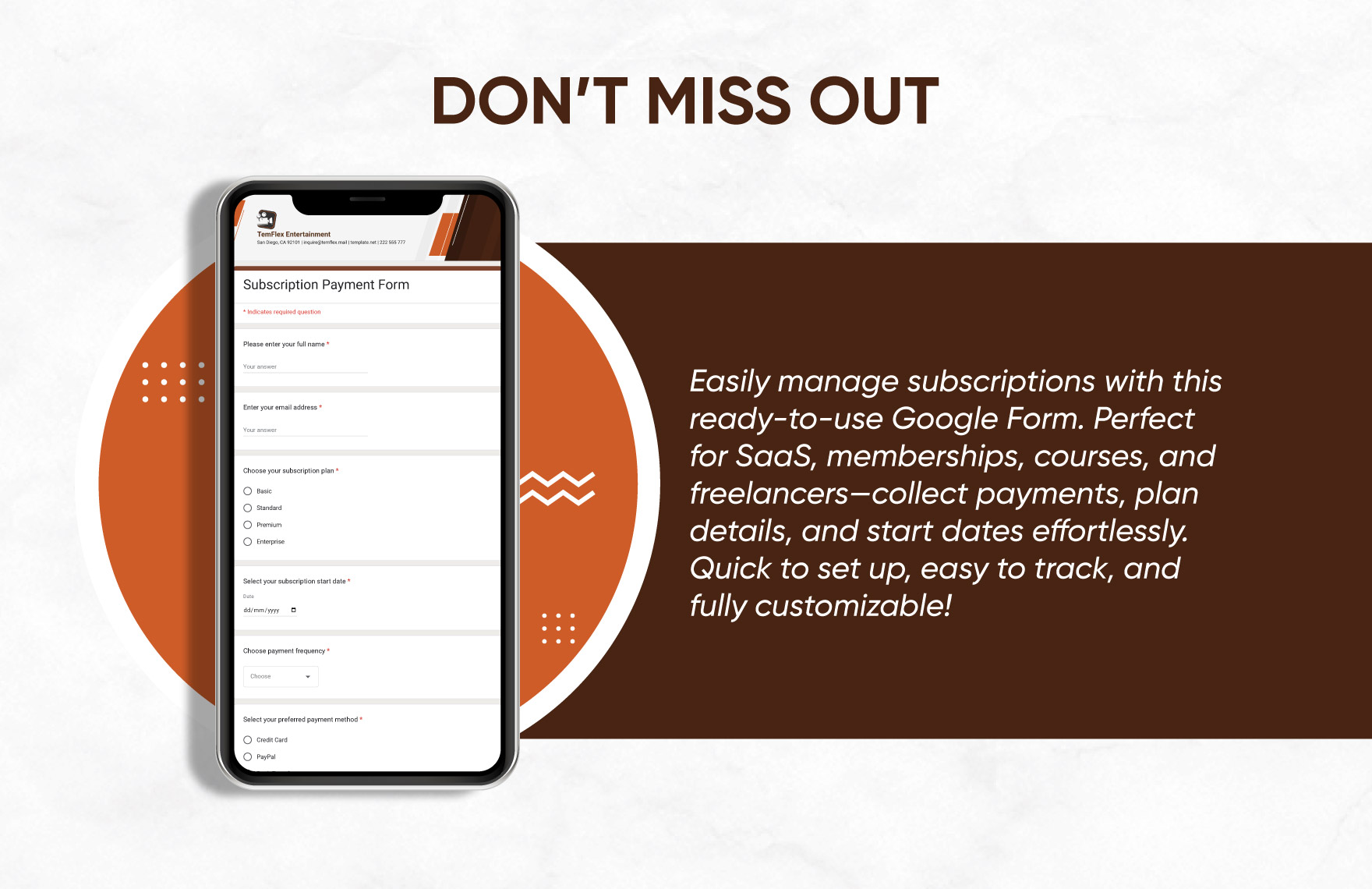 Subscription Payment Form Template