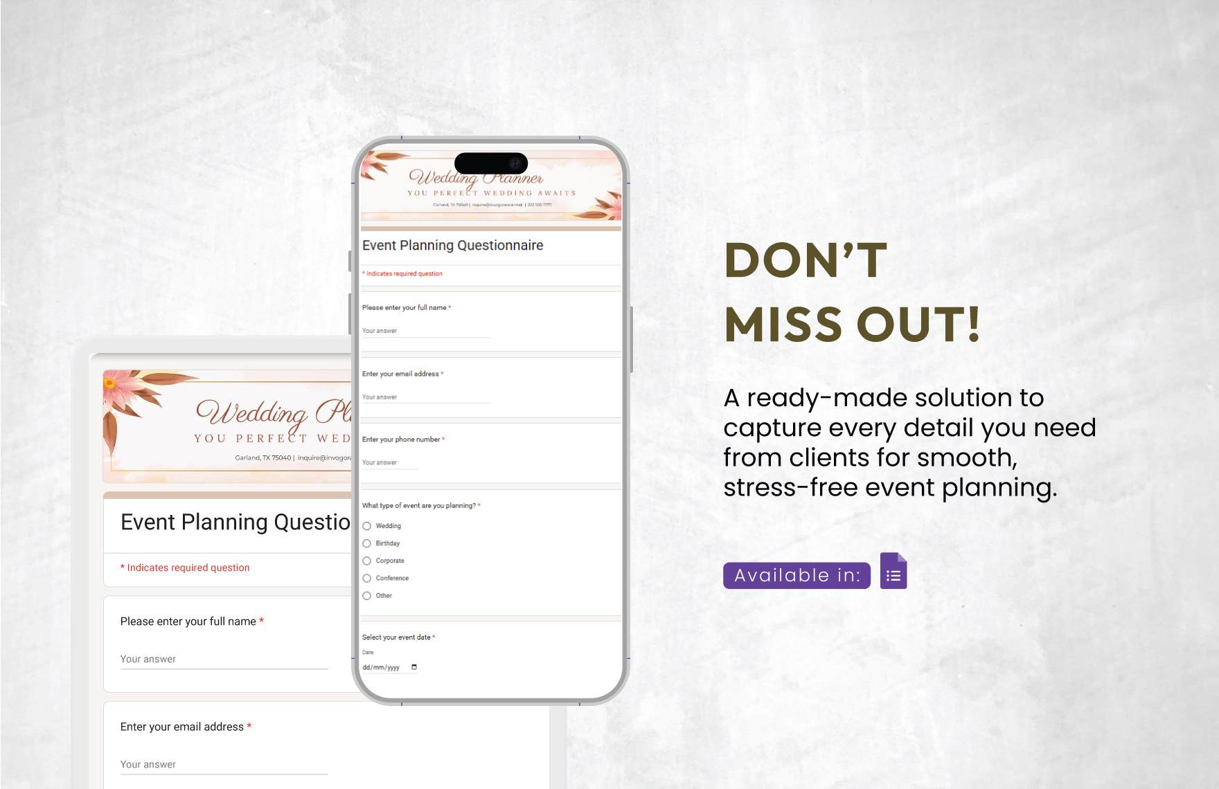Event Planning Questionnaire Template