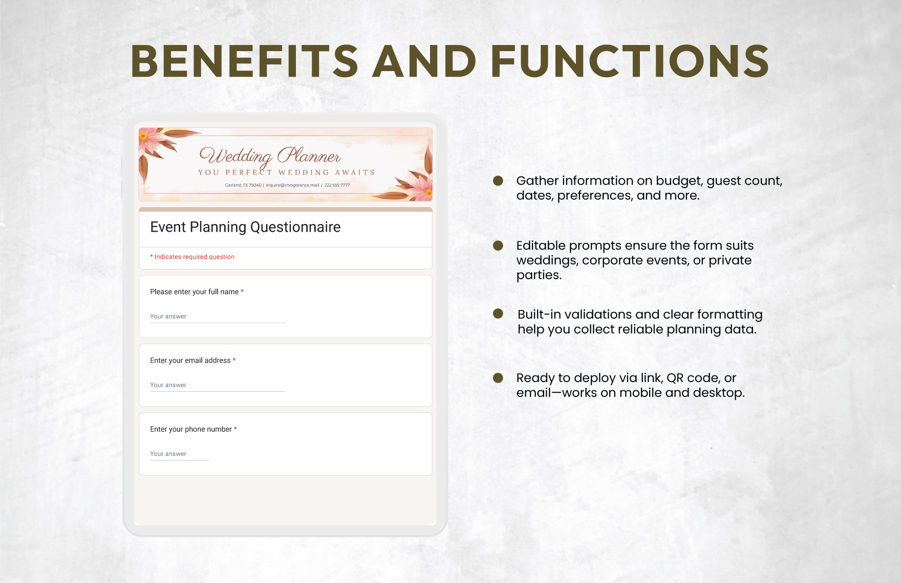 Event Planning Questionnaire Template