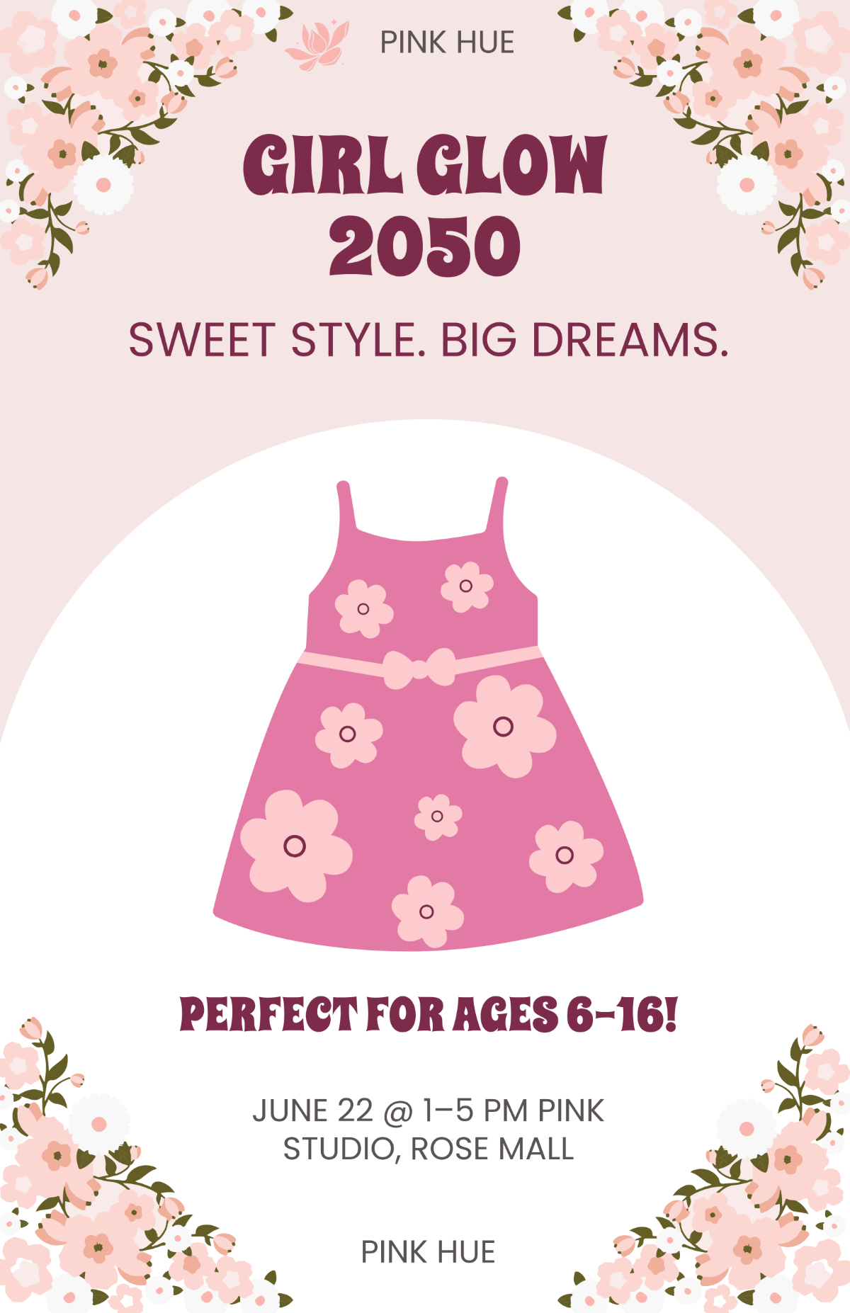 Free Pink Girl's Fashion Poster to Edit Online