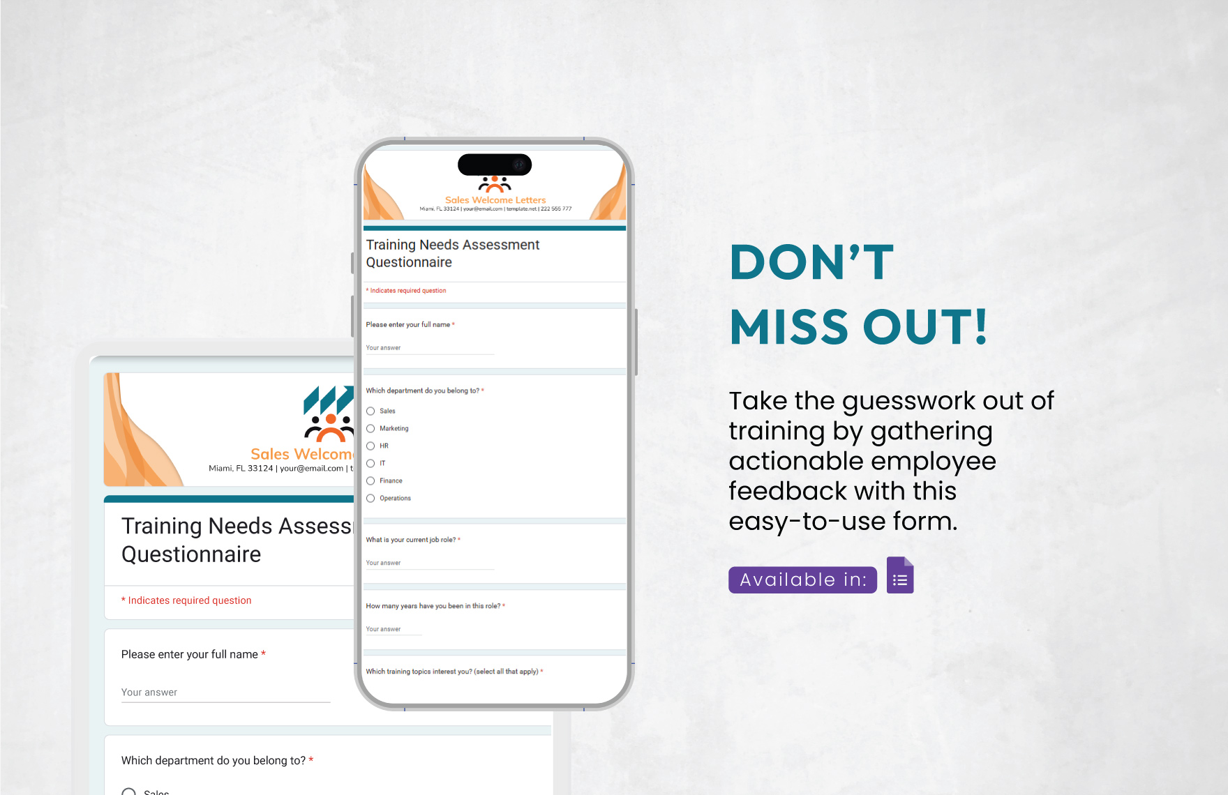Training Needs Assessment Questionnaire Template