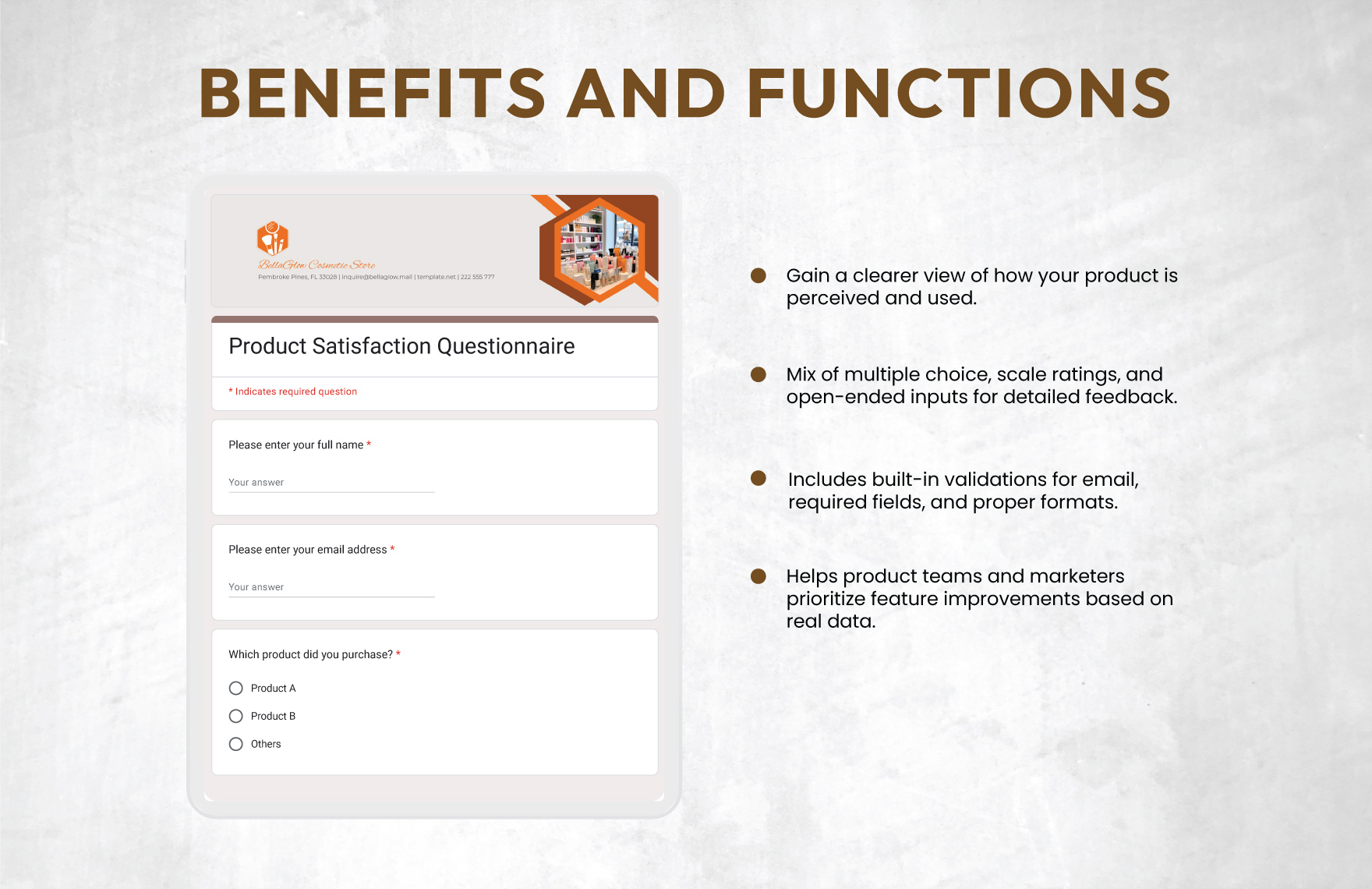 Product Satisfaction Questionnaire Template