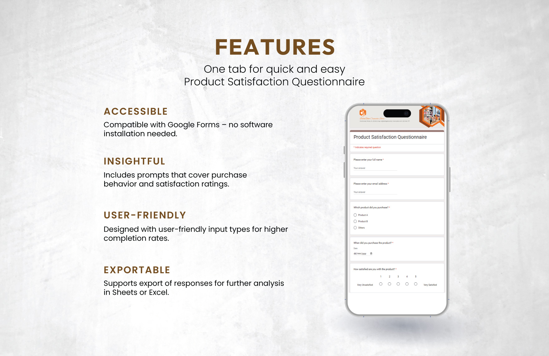 Product Satisfaction Questionnaire Template