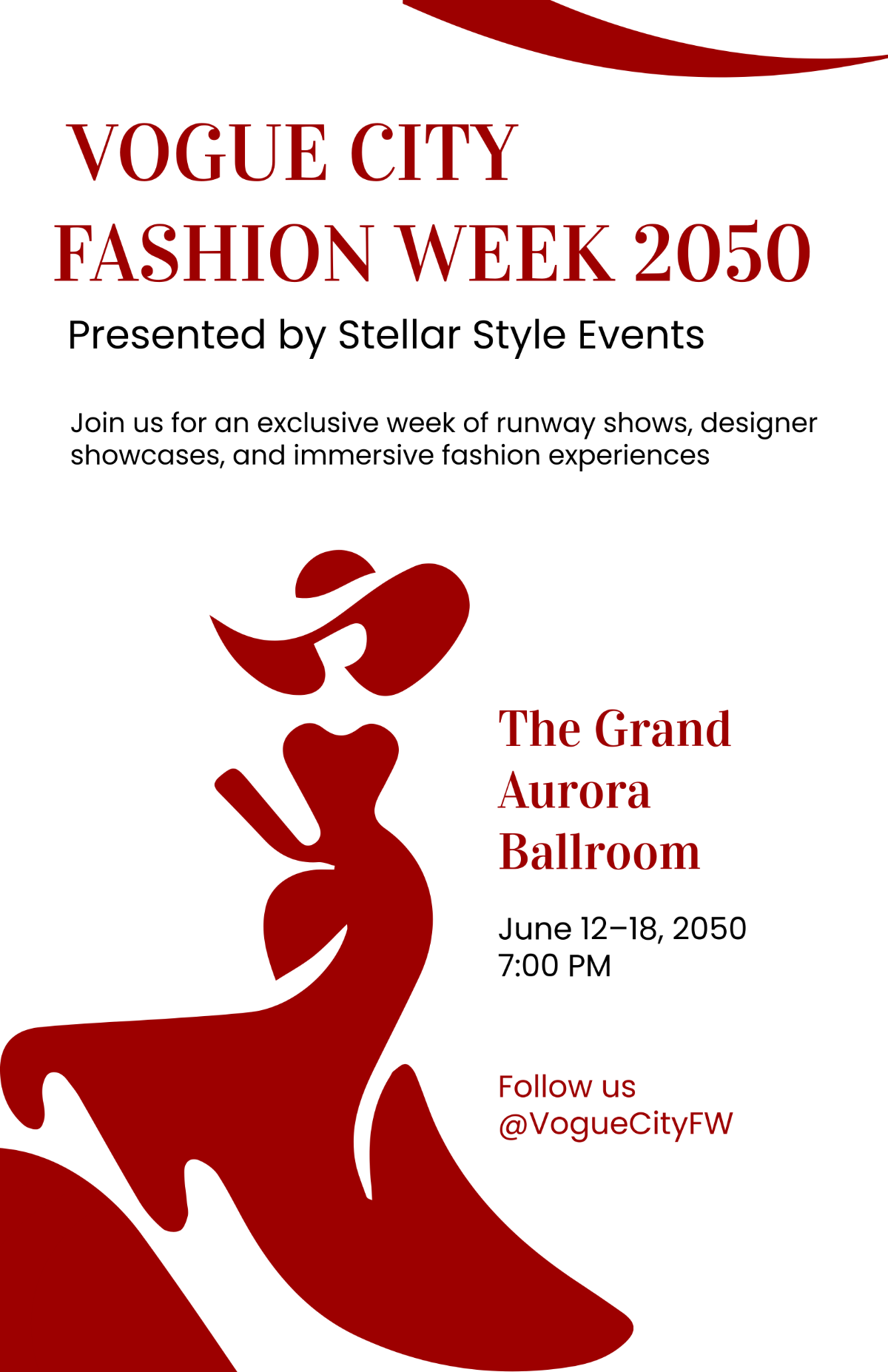 Free Red Fashion Week Poster Template to Edit Online