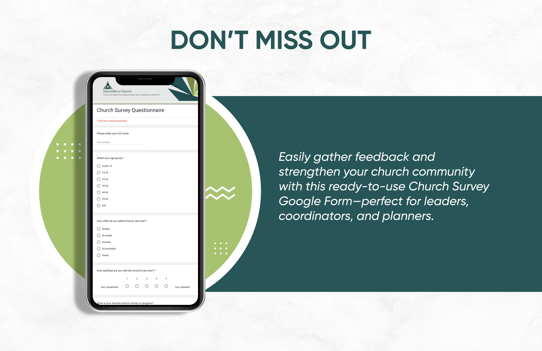 Church Survey Questionnaire Template