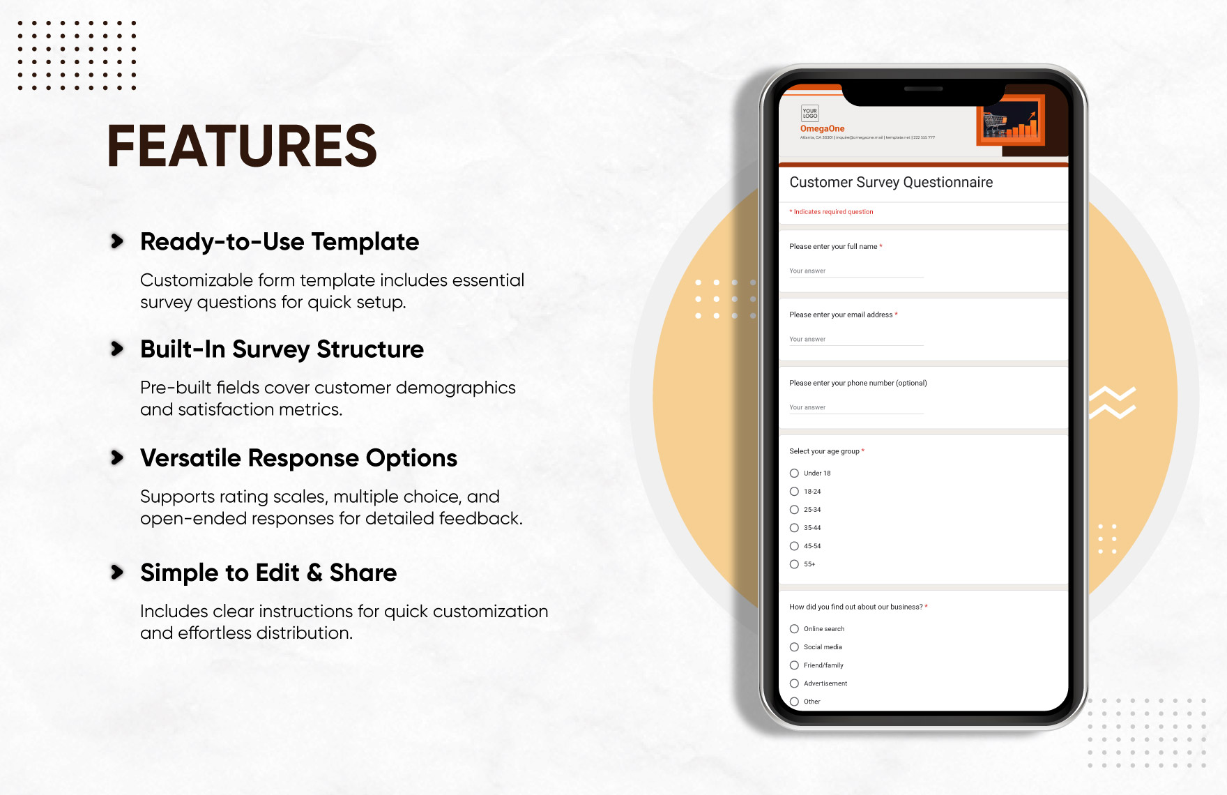 Customer Survey Questionnaire Template