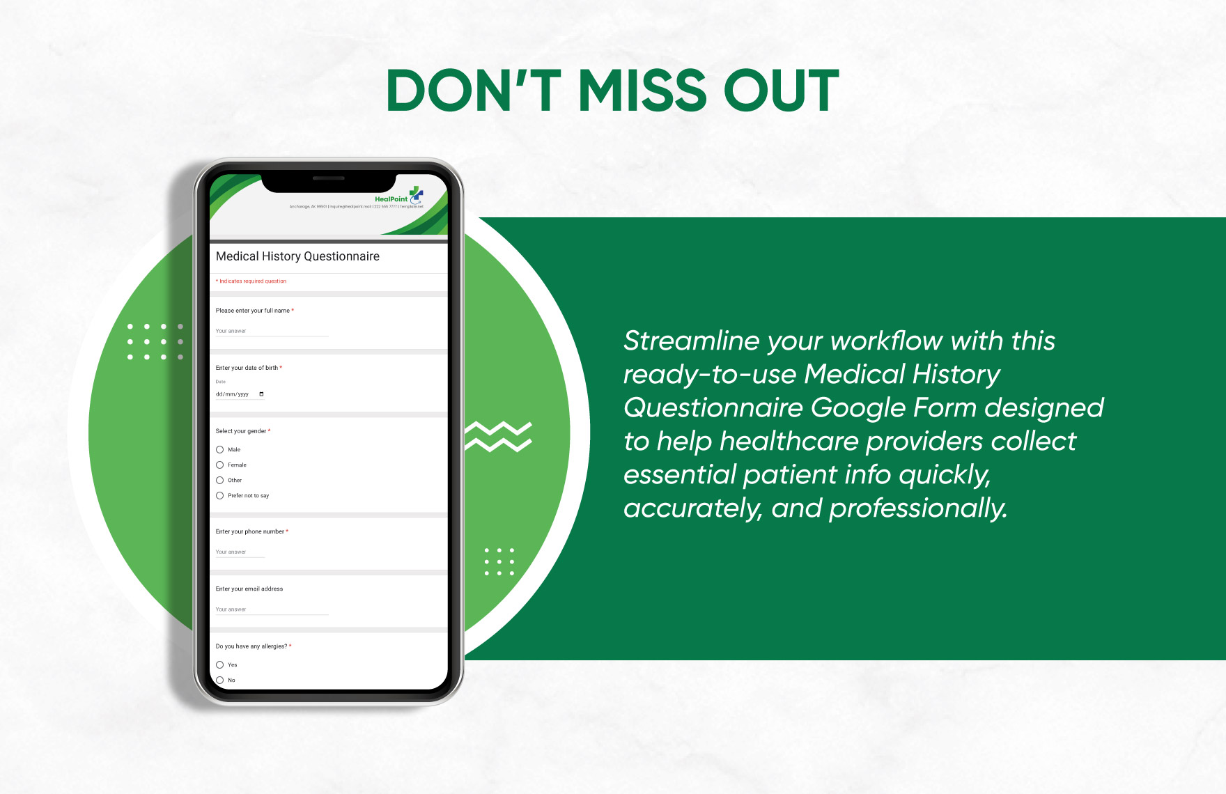 Medical History Questionnaire Template