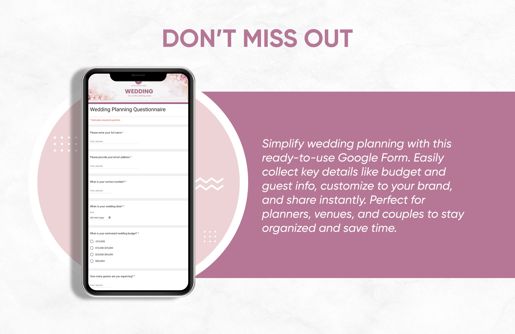 Wedding Planning Questionnaire Template