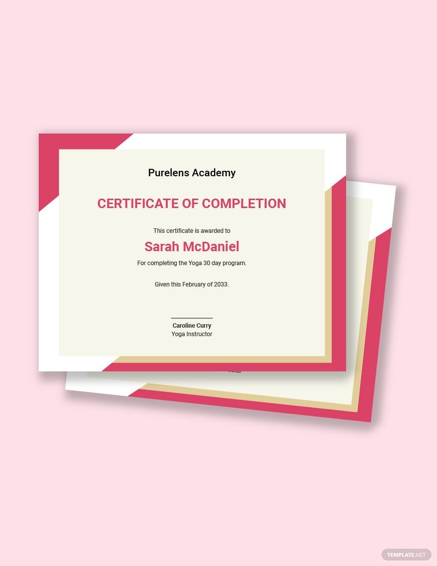 Yoga Training Certificate Template