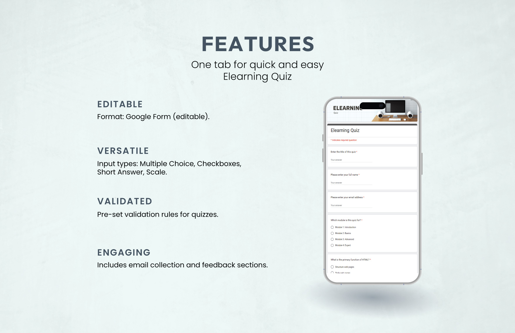 Elearning Quiz Template