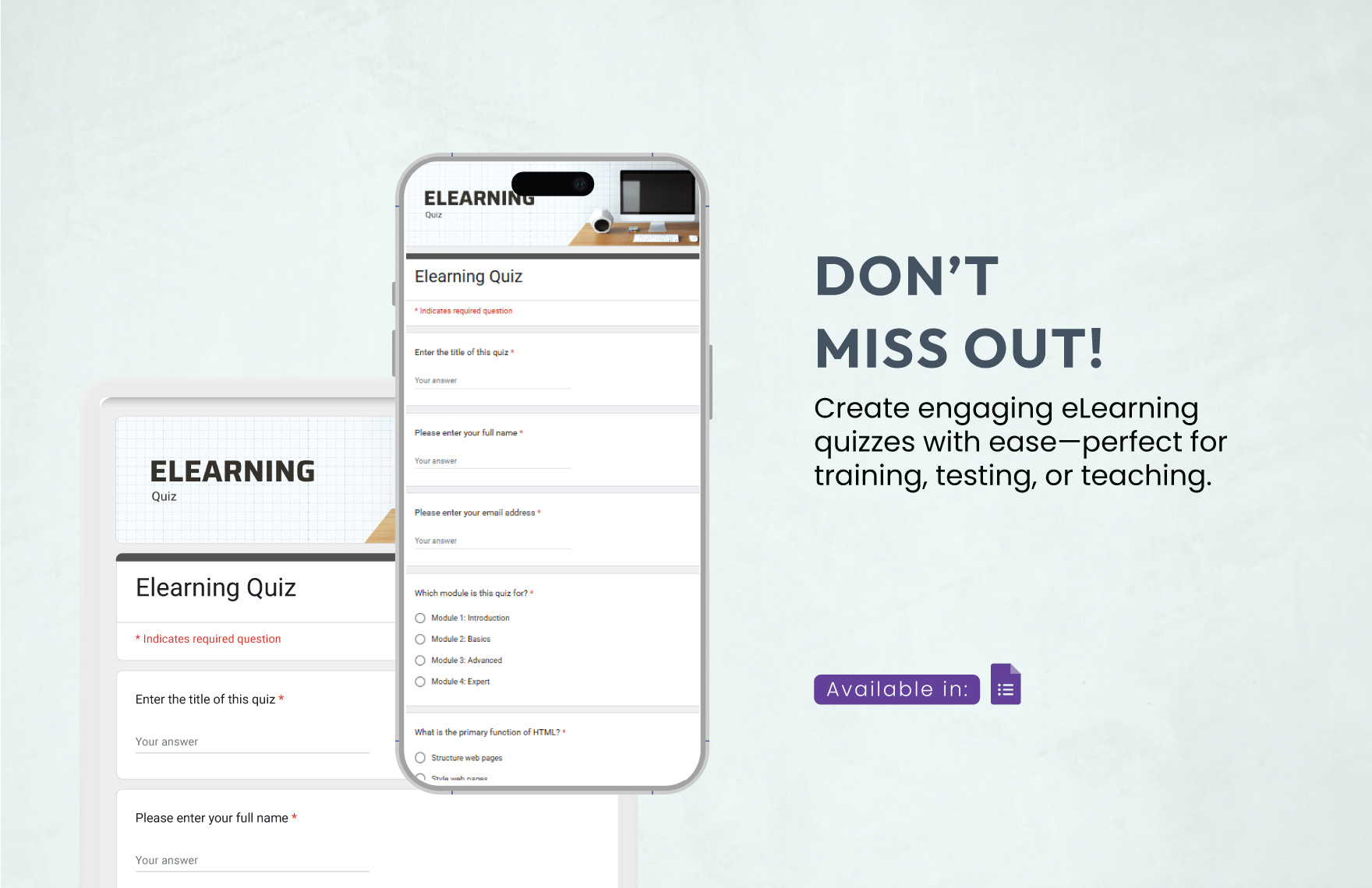Elearning Quiz Template
