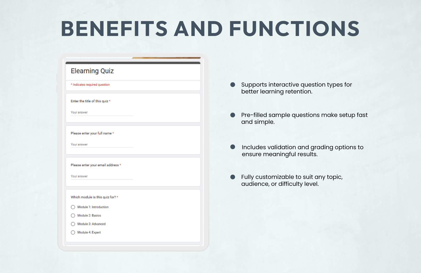 Elearning Quiz Template