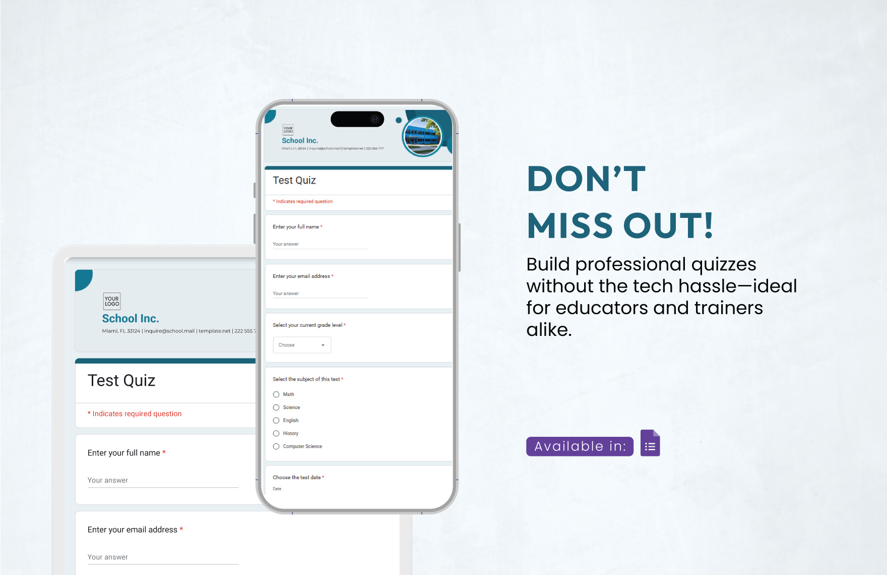 Test Quiz Template Test Quiz Template